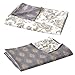 Word of Dream Cotton Duvet Cover Sets Full Queen Size, Grey Floral Pattern Printed Soft Comforter Bedding Duvet Cover with Zipper Closure Corner Ties, 3 Piece (1 Duvet Cover + 2 Pillow Shams)
