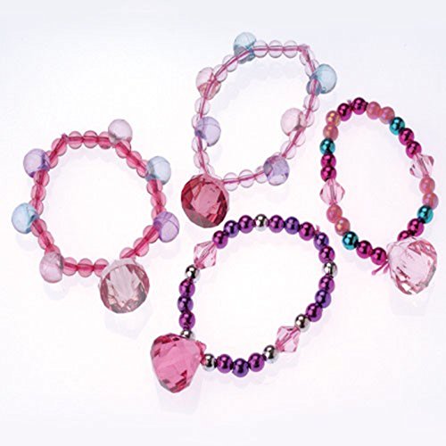 Assorted Color And Design Princess Design Stretchy Bracelets With Charms (12)