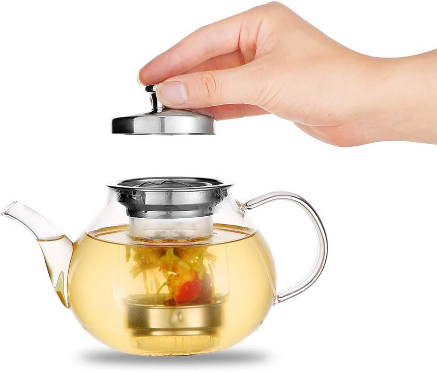 Glass Tea Pot Set - Loose Leaf Tea Pot with Infuser and Lid - Large Teapot with Strainer - Tea maker 40 oz