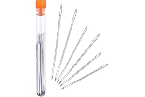 Hekisn Professional Large-Eye Leather Stitching Needle with 3 Different Sizes for Leather Projects with Storage Container (6 Pieces)