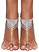 2 Pieces Women's Foot Chain Barefoot Sandals Beach Wedding Jewelry Anklet with Rhinestone Toe Ring
