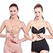 2 PCS Womens Ladies Seamless Adhesive Push-up Bra Reusable Strapless Magic Self Stick On Gel Bras Backless Silicone Invisible Bra Pad by Colleer (B, Black + Nude)