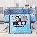 Wowelife Animal Baby Crib Sets Blue 7 Piece Monkey Elephant Lion and Giraffe Crib Bedding Sets Cotton(Sea Journey-7 Piece)
