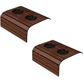 Kit 2 Bandejas Esteira para Braço de Sofá Cor Mel com Porta Copos