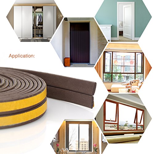 50 Feet, Weather Stripping,Door Window Adhesive Seal Strips for Windproof, Soundproof, Dustproof, Collision Avoidance, Weatherproof Seal (I BROWN) - Thumbnail 7
