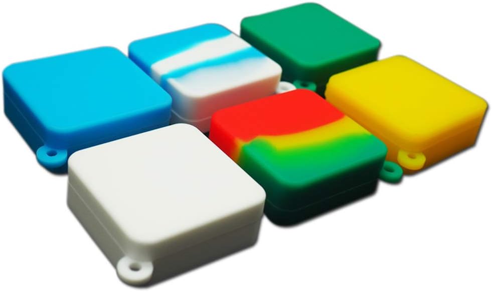 Silicone Containers Jars 100pcs/lot 9ml Square Connected Assorted Color Container For Dab Silicone Storage Containers Wax Concentrate Silicone Jars Dab Containers (100)