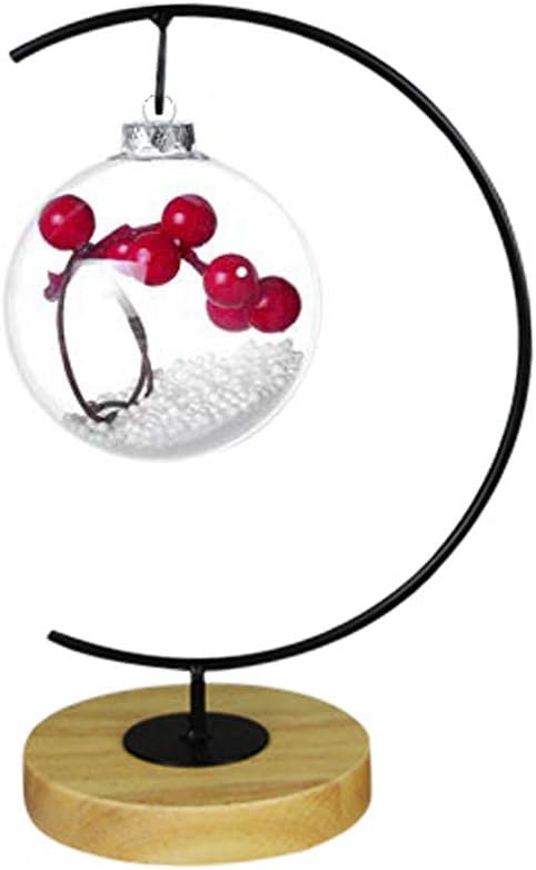 Fosinz Ornament Display Stand Wood Iron Hanging Stand Holder Hooks for Hanging Glass Globe Air Terrarium Ball Christmas Ornament Home Wedding Decoration