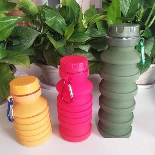 RIANZ Premium Quality Silicone Portable Leak Proof Foldable 550ML Water Bottle - BPA Free & FDA Approved | Silicone Expandable and Foldable Drinking Water Bottle (Assorted Colors) 1pc