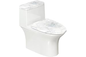 Vanideaoty White Marble Bathroom Set Toilet Lid Cover Toilet Tank Cover 2 Piece 17 x 21
