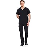 COZYFIT Scrubs for Men Set - V-Neck Scrub Top and Straight Leg Pants with 11 Pockets