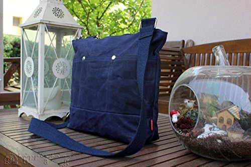 Waxed Canvas Tote Bag Travel Carryall Crossbody Bag for Men & Women Navy Blue - hippirhino