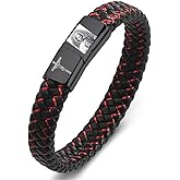 YLYYJ St. Jude Jesus Cross Bracelet Stainless Steel Cross Crucifix Cuff Bracelets San Judas Leather Wristband Pulsera De San Judas Tadeo Cuff Bangle Protection Amulet Jewelry Gift for Him