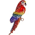 Vintage CZ Colorful Parrot Brooch Pin for Women Girls Rose Gold Plated Exaggerated Birthstone Animal Bird Brooches Lapel Pins Christmas Birthday Anniversary Ornament Dress Accessories Delicacy Jewelry