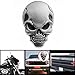 3D Chrome Dark Grey Skull Demon Bone Emblem Decal Sticker Fairing Fender Motorcycle Sport Bike