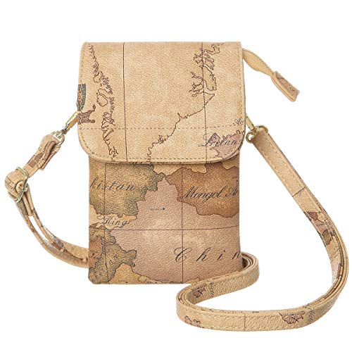 MINICAT Women World Map Series Synthetic Leather Small Crossbody Cell