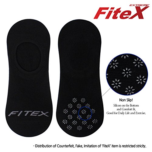 FITEXTREME 3 Pack Womens DryCool Active Sports Thick No Show Socks Non Slip Black S - Thumbnail 2