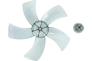 CLISPEED Table Fan Blades 12 Inch Universal Fan Blade 5 Leaves Plastic Fan Blade Replacement for Household Standing Fan Table Fanner Replacement Part Accessories with Nut Cover Plastic Fan Blades