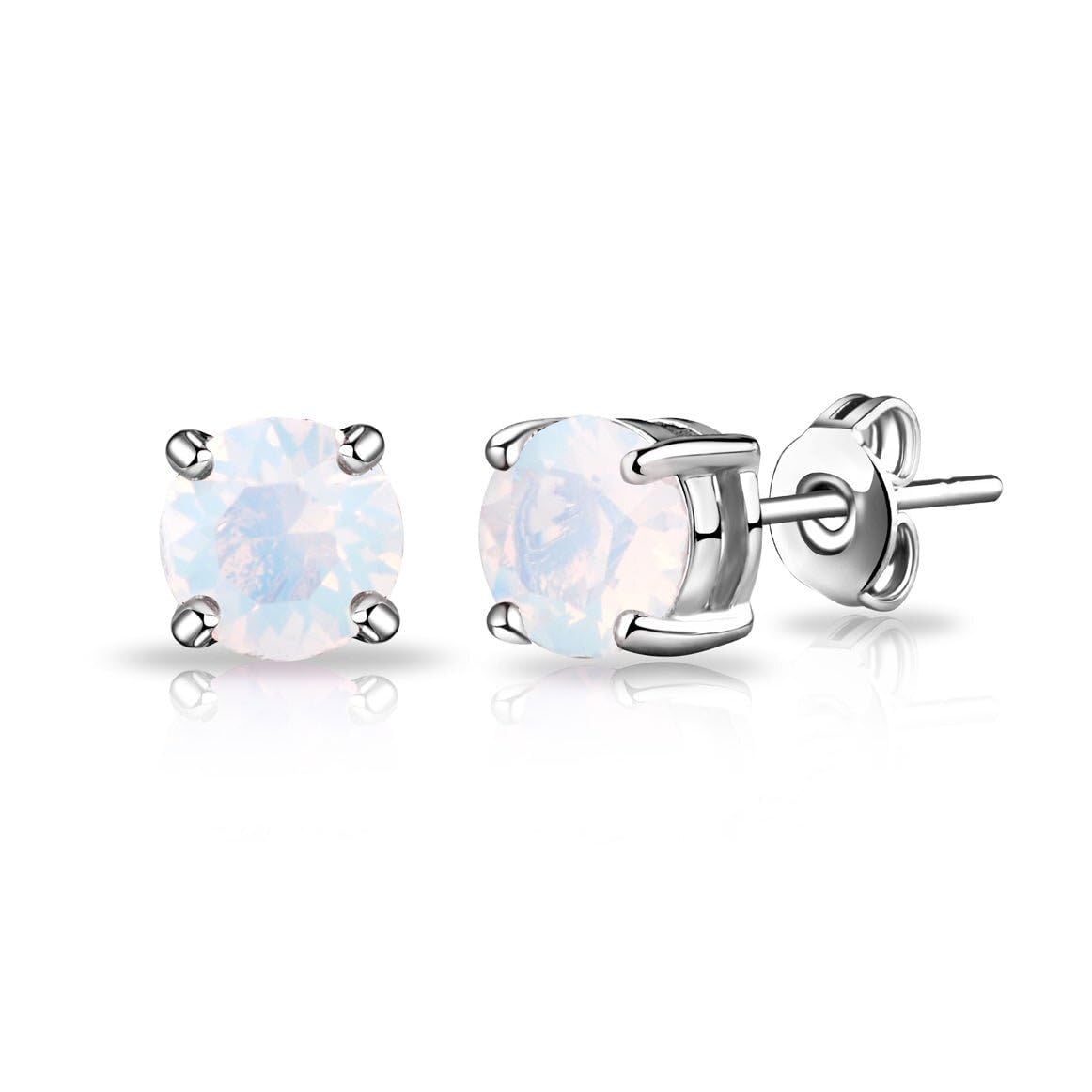 Philip Jones White Opal Earrings Created with Zircondia® Crystals