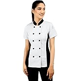 Short Sleeves side Mesh Vented Chef Coat Jacket Uniform for Women Food Service, Caterers, Bakers and Culinary Professional
