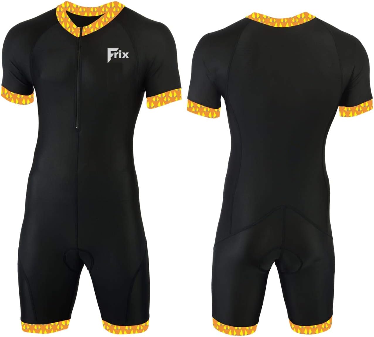FRIX Mens Cycling Skinsuit One Piece Stylish Padded Trisuit Bicycle Short Jersey Set