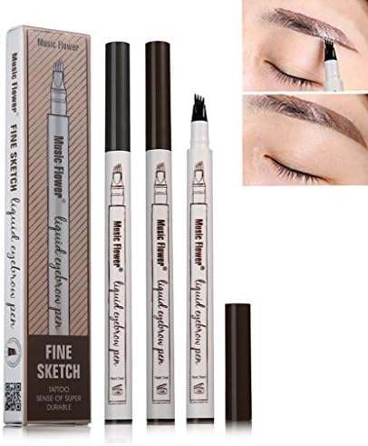 AttitudeDO Music Flower Eyebrow Pen,Tattoo Eyebrow Pen,Waterproof,Stain resistant,Eyebrow shape is more persistent. (#2 Brown)