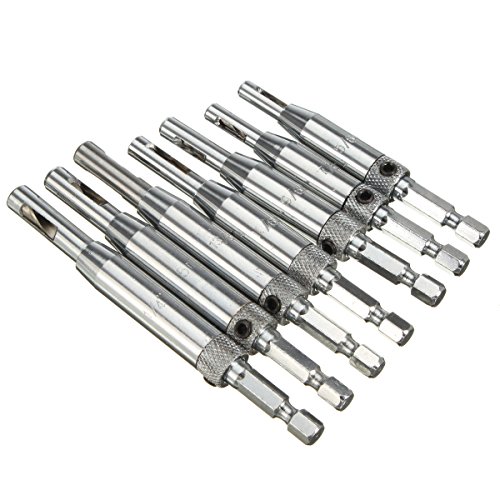 Center drill bits，DRILLPRO door Self-centering hinge Hole Opening Drill Bit Set Wood working Tool 5mm,5/64'', 7/64'',9/64'', 11/64'', 13/64'',1/4'' - Thumbnail 6