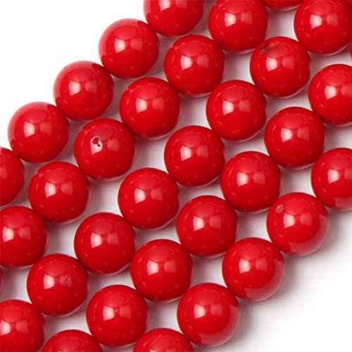 Round A Red Coral Gemstone Beads For Jewelry Making Loose Beads In Bulk Wholesale Beads Dyed Color One Strand 15" (9mm, GI2126)
