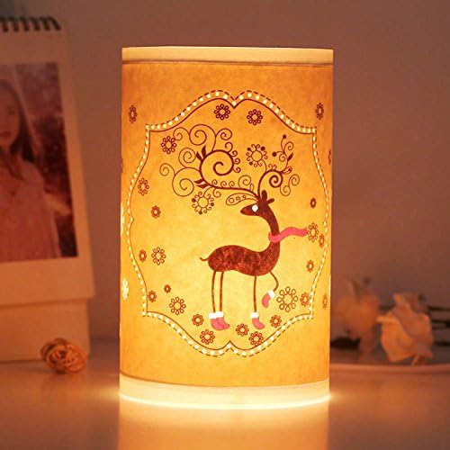 Table Lamp, HQOON Beside Desk Lamp, Minimalist Nightstand Lamps for Bedroom, Beautiful Hand Carved Hollow Patterns, Warm Night Lighting for Relaxing or Sleeping, Ideal Gift for Kids, Family or Friend
