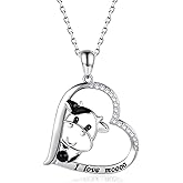 925 Sterling Silver Cow Necklace Pendant - Cow Print Jewelry for Women's Birthday Gifts