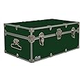 C&N Footlockers - Full-Size Happy Camper Trunk - #1 Summer Camp Trunk - Made in the USA - Steel Footlocker with Lid Stay - 32 x 18 x 13.5 Inches (Dark Green)