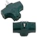 Katzco 3 Way T Straight Shaped with Plug Locations on The Left, Right, and Middle for Behind Furniture - Wall Outlet Splitter Triple Prong Wall Plug Adapter - Green Color - UL Listed, 1 Piece