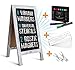A Frame Chalkboard with Chalk Markers by HBCY Creations: 40x20 Solid Wood A-Frame Sign Whitewash Double-Sided Magentic Menu Board, Deluxe Set Includes 8 Chalk Markers, 10 Stencils, 2 Magnets
