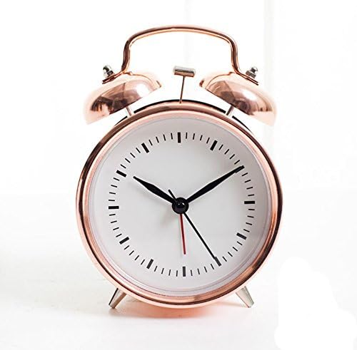 Alarm Clock Retro Nostalgic Desktop Metal Clock, 14 * 10Cm, Metal Rose Gold