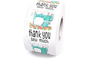 WUZYOU Sewing Machine Stickers, Thank You Sew Much Sticker, Sewing Themed Gifts Thank You Stickers, Sew Labels for Handmade Items, Business Order Mail Packages 1.5" L X 1.5" H 500 PCS Sticker