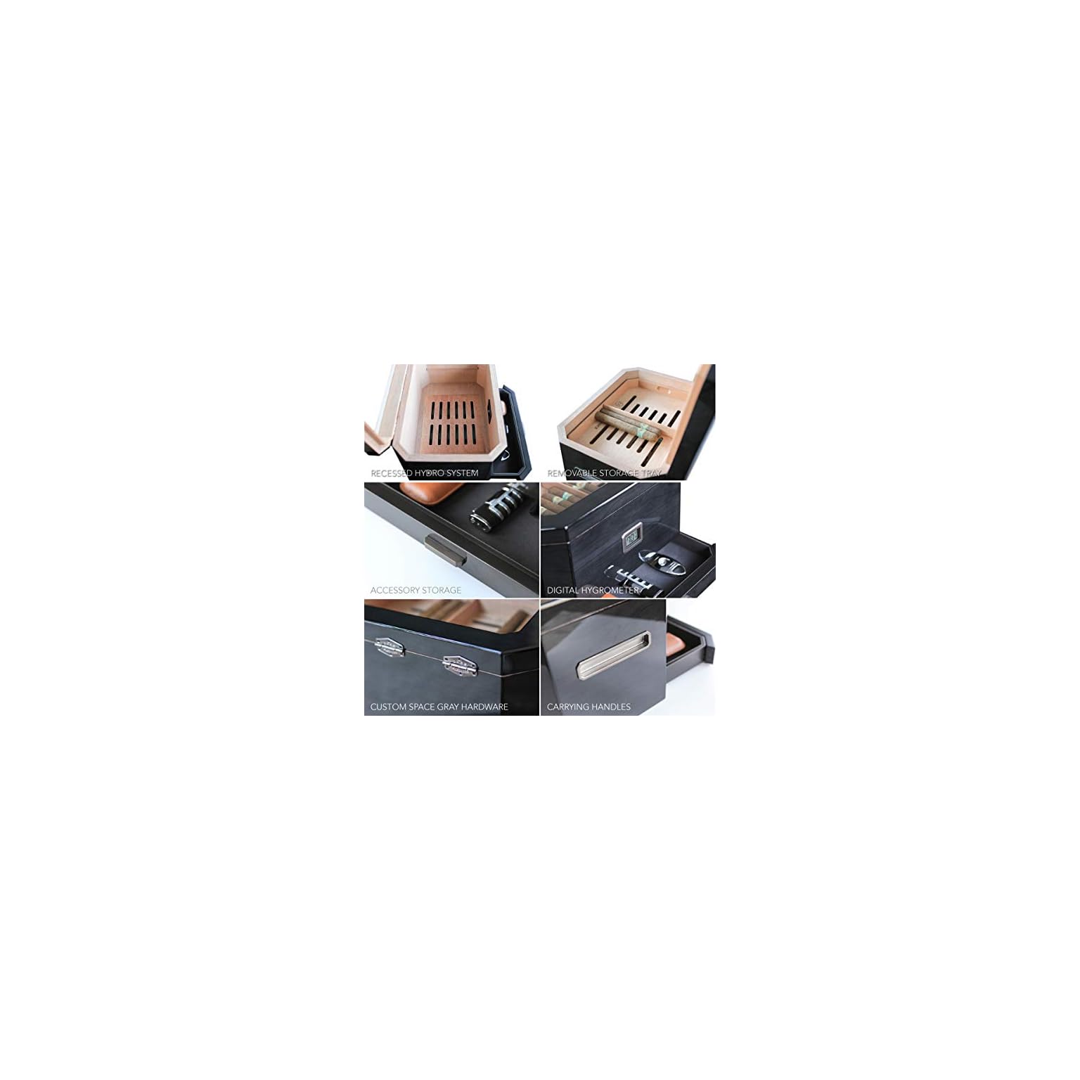 CASE ELEGANCE Monogrammed Octodor Large Black Piano Finish Glass Top