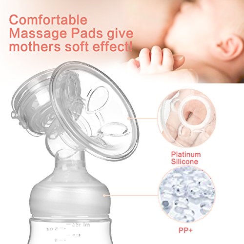Electric Breast Pump Portable Breastfeeding Pump with Large LCD Screen,Rechargeable Double/Single Electric Breast Pump for Milk Suction and Massager (Pink) - Thumbnail 5