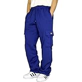 DREAM USA Men's Heavyweight Fleece Cargo Sweatpants