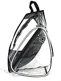 Travel Sport See Through Transparent Clear PVC Vinyl One Shoulder Sling Backpack / School Bag / Hiking / Traveling