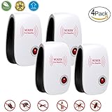 Beepandles 4 Piece Reject Ultrasonic Pest Repeller, Control for Mosquitoes, Mice, Ants, Roaches, Spiders, Lizards, Flies, Bugs, Non-Toxic, Human and Pet Safe Electronic Plug In Repellent