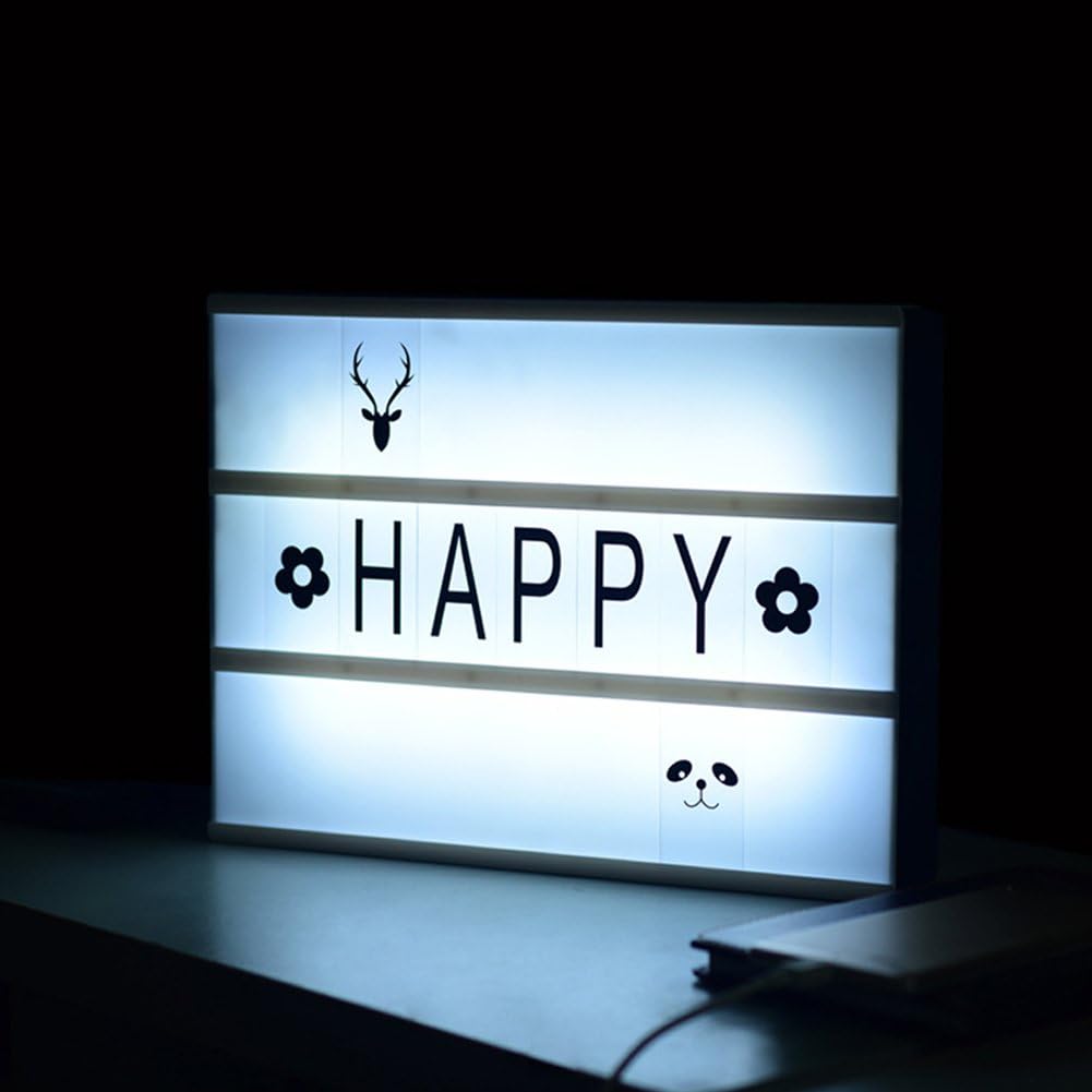 discoGoods 180 PCS DIY Cinema Light Box A4 Size Free Combination Black Letters LED Night Light Box Lamphouse