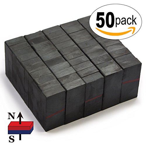 CMS MagneticsÂ® Domino Size Magnet - 1 7/8 x 7/8 x 3/8" Ceramic Magnets Grade 8 - For Crafts, Science and Hobbies - Hard Ferrite Grade 8 - 50 Pieces