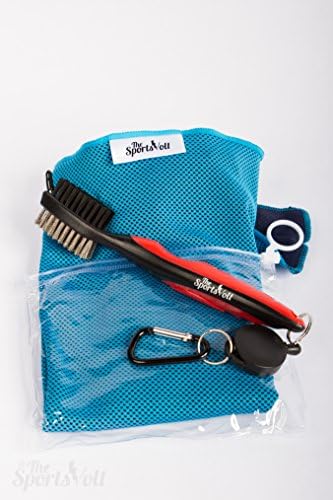 TheSportsVolt Golf Brush and Groove Cleaner with Microfiber Towel, 2 Ft Retractable Zip-Line Aluminum Carabiner