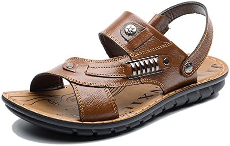 Nedons Summer Leather Skidproof Mens Sandels Stylih Beach Sandals Brown 10 D(M) US
