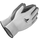 Garden Gloves for Women and Men - (2 pairs per package) - Super Grippy with Special Protective coating against cuts for Gardening - Fishing - Auto and Work activities - Large, Gray Hem