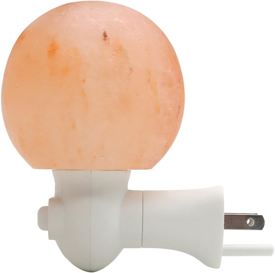 Natural Himalayan Salt Night Light, SCOPOW Nursery Lamp Mini Decorative Night Lighting with Air Purifier (15W, 10.58 Ounce, UL Wall Plug) (Ball Form)