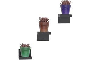 RICHER HOUSE 3-Pack Small Floating Shelves for Wall, Plastic Black Mini Shelf 4 Inch Display Ledges for Small Decor with 2 Types of Installation (Adhesive or Screw)