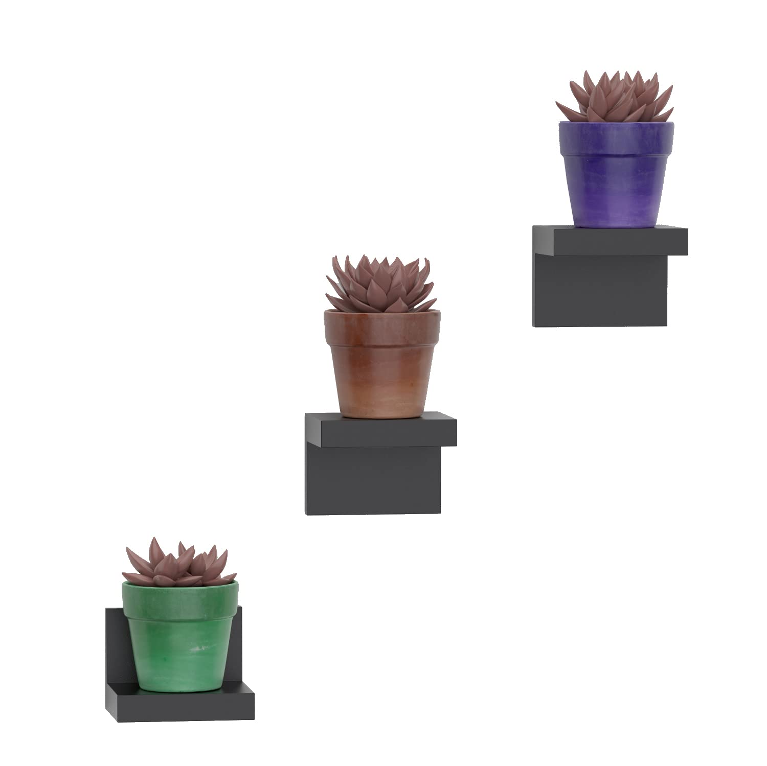 Photo 1 of RICHER HOUSE 3-Pack Small Floating Shelves for Wall, Plastic Black Mini Shelf 4 Inch Display Ledges for Small Decor with 2 Types of Installation (Adhesive or Screw)