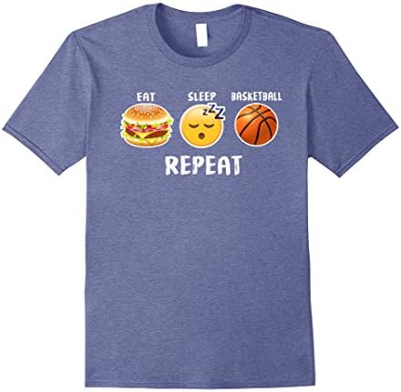 Mens Eat Sleep Basketball Repeat Shirt Emoji Quote Player Gift Small Heather Blue