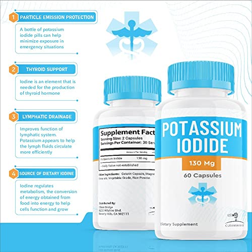 (2 Pack) Potassium Iodide, Iodine Tablets Pills 130 mg, AntiRadiation