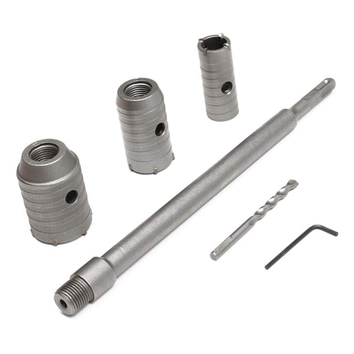 Round Handle Shank Concrete Wall Drill Bit Hole Saw Cutter Cement Stone 30 40 50mm SDS Plus Shank Hole Saw Wall Concrete Cutter Drill Bit for Brick Stone Cement（Silver）